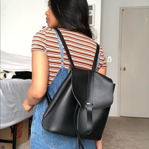 Black Pleather Backpack